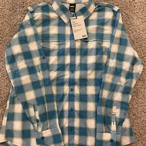 NWT REI Blue and White Plaid Hike Shirt